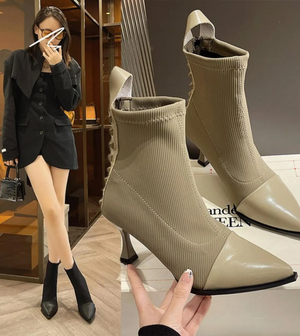 Donne Stivali 2022 Nuovo Autunno Inverno Moda Rivetto Donna Stivali A Metà Polpaccio Delle Signore Della Chiusura Lampo Scarpe A