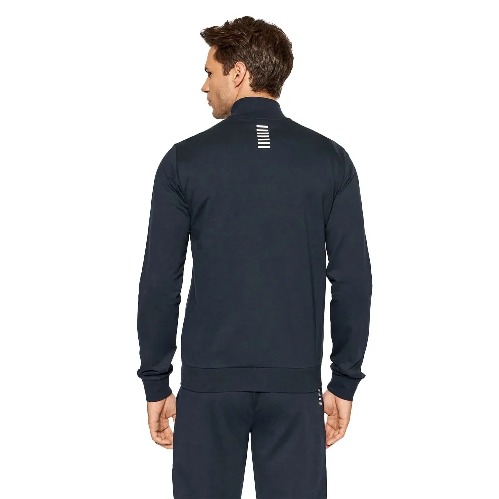 Ea7 Tuta Sportiva Con Cerniera Senza Cappuccio Blu Bianco Uomo