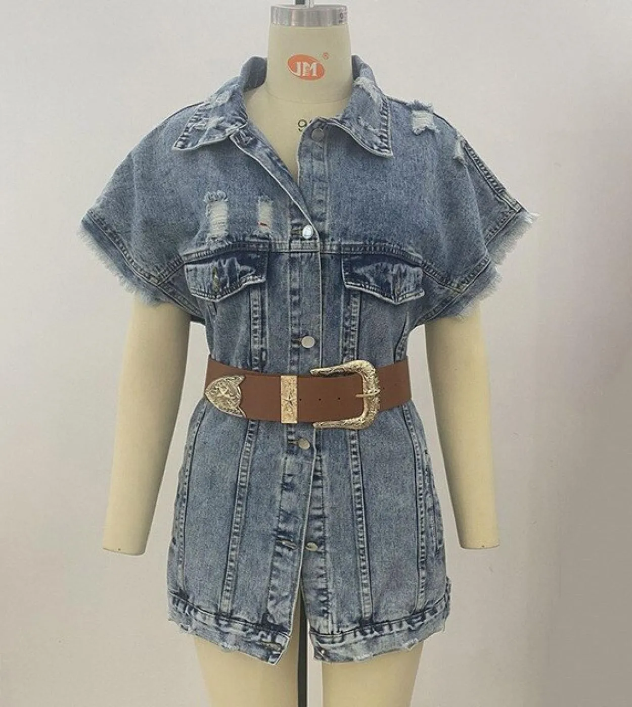 Gacvga Giacche di jeans con cintura Donna Taglie forti Giacca di jeans midi casual Streetwear Vintage Cowboy Autunno Primavera L