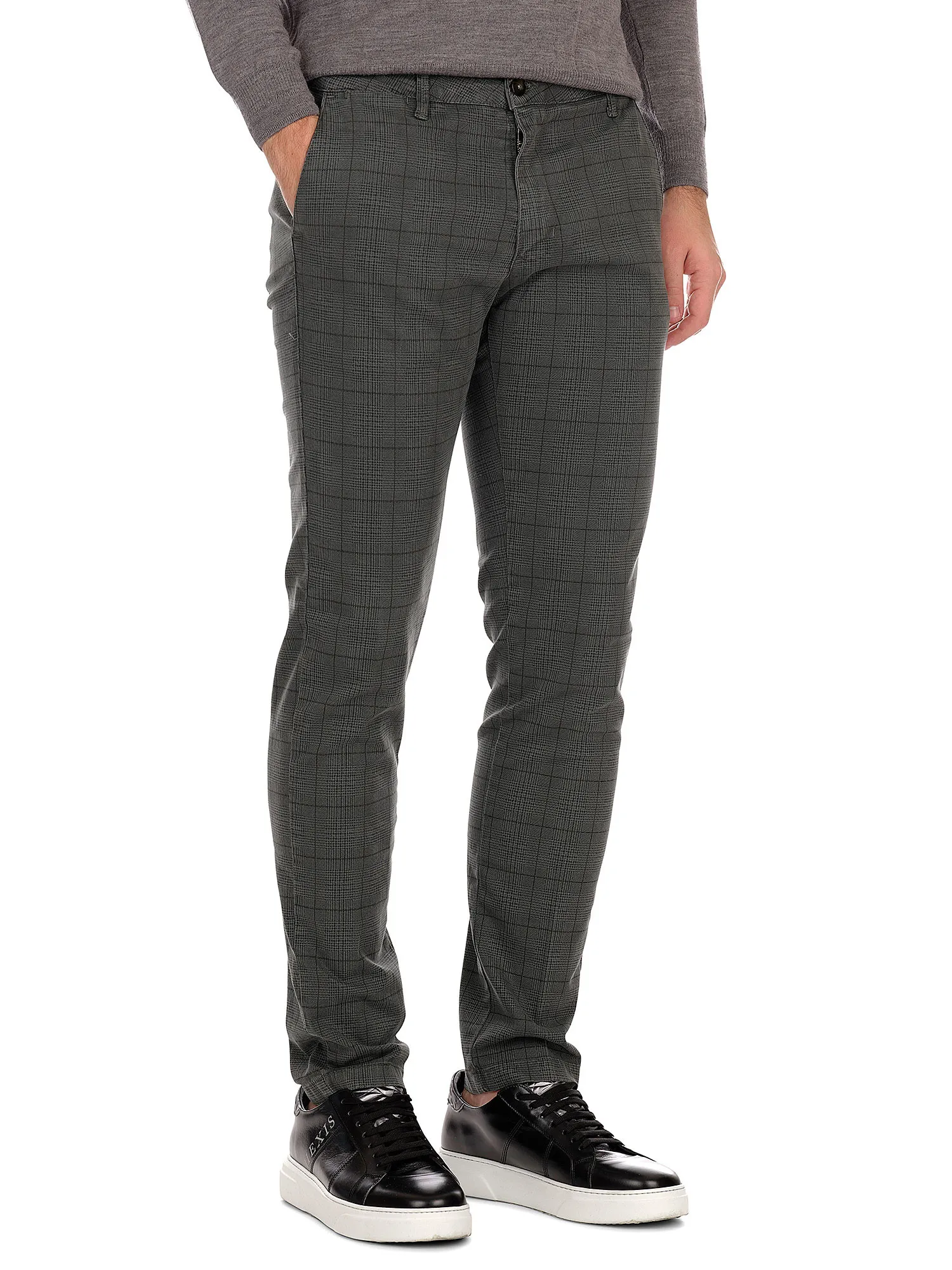 Glen Plaid Trousers Gray Colour