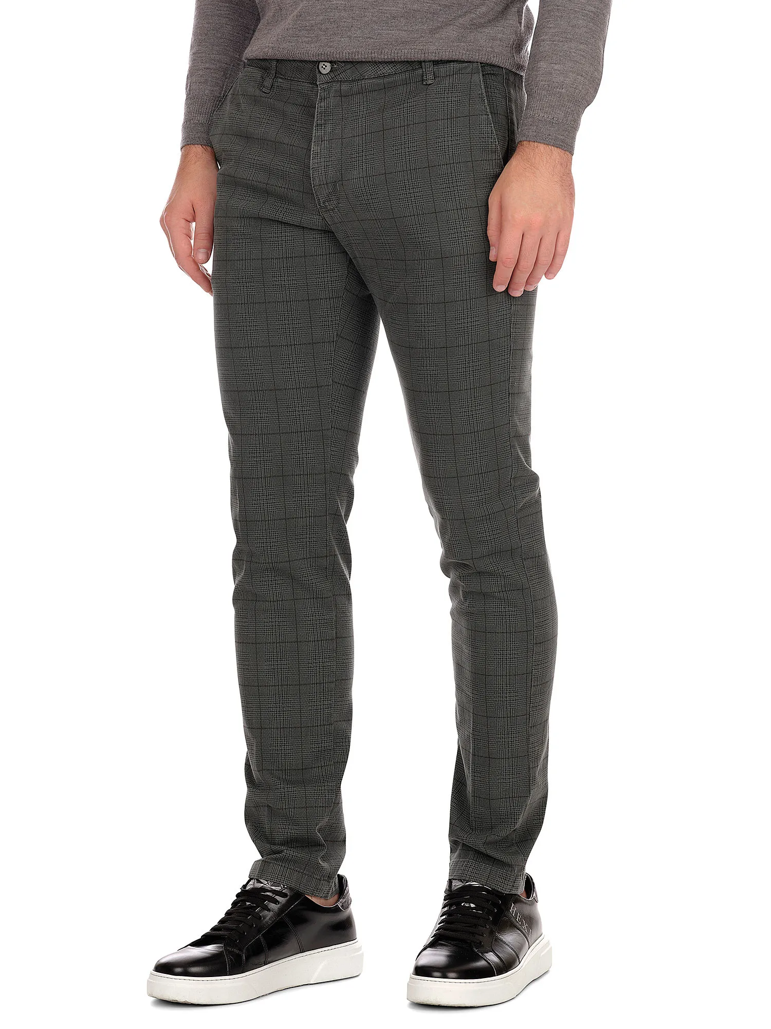 Glen Plaid Trousers Gray Colour