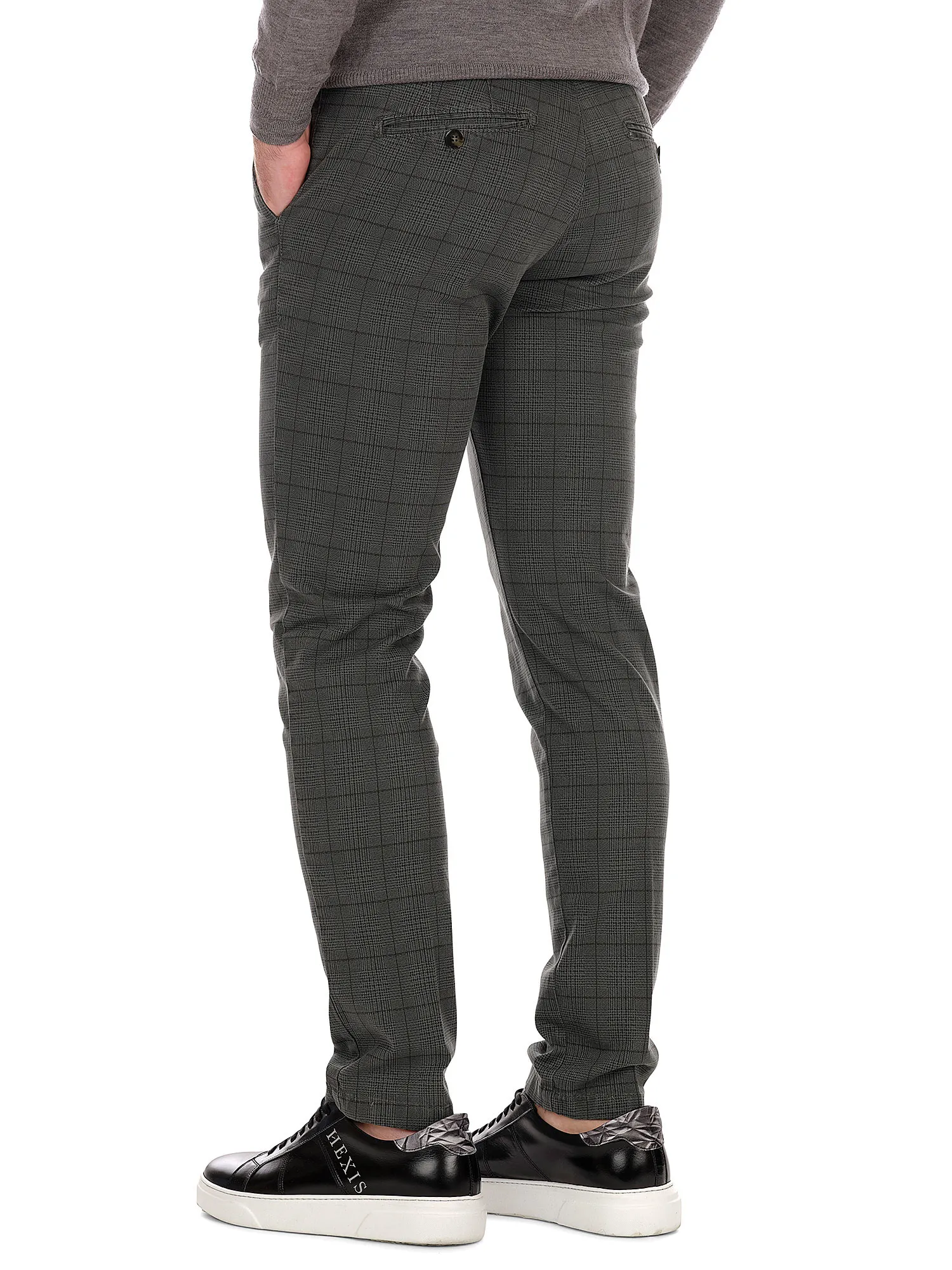 Glen Plaid Trousers Gray Colour
