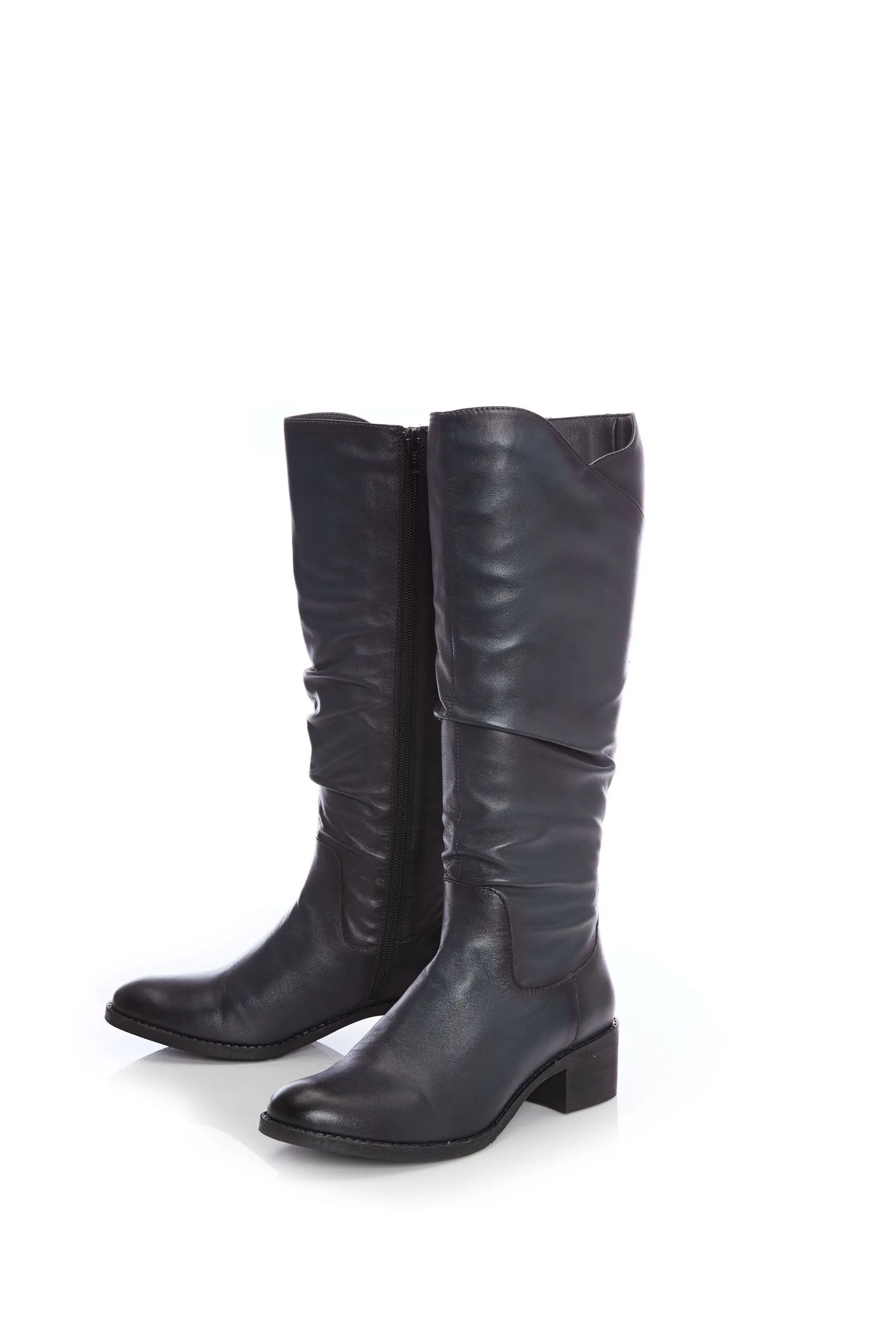 Luche - Blu lunga arricciata - Stivali con zip sul retro