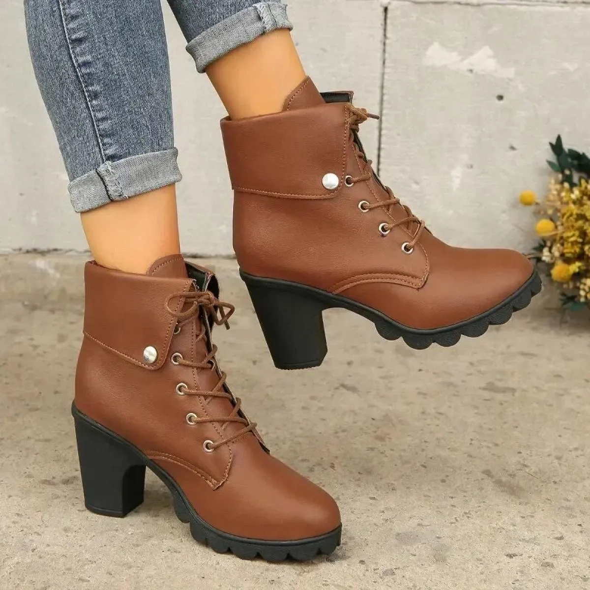 Nuove scarpe da donna caviglia invernale impermeabile Pu stivali da donna di base in gomma solida testa tonda stivali classici p