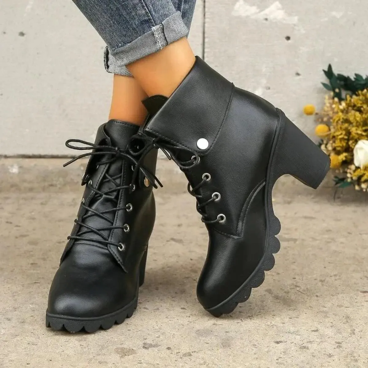 Nuove scarpe da donna caviglia invernale impermeabile Pu stivali da donna di base in gomma solida testa tonda stivali classici p