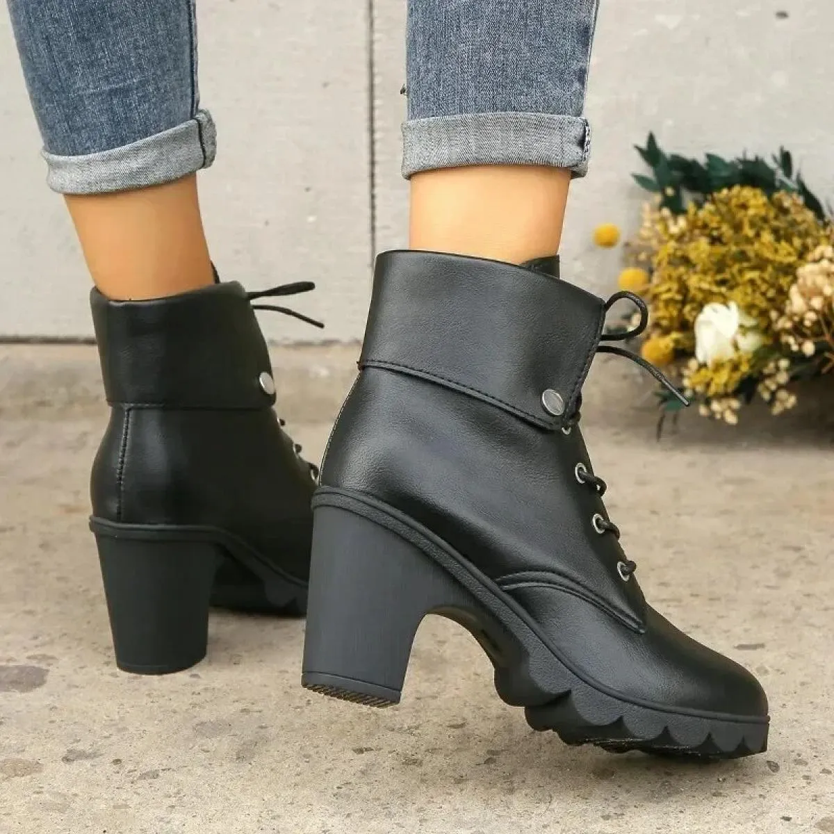Nuove scarpe da donna caviglia invernale impermeabile Pu stivali da donna di base in gomma solida testa tonda stivali classici p