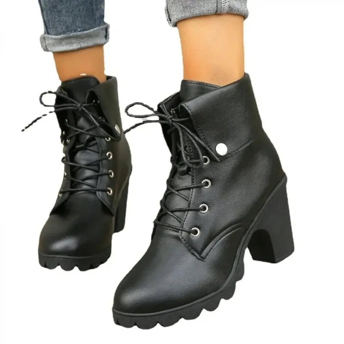 Nuove scarpe da donna caviglia invernale impermeabile Pu stivali da donna di base in gomma solida testa tonda stivali classici p
