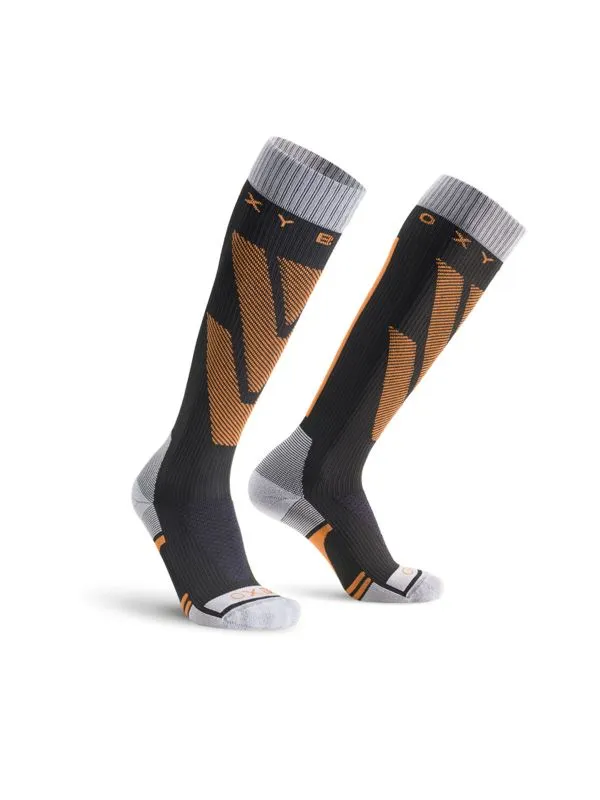 OXYBURN DRY SKI 1584 Black/Orange calza sci termica medio spessore