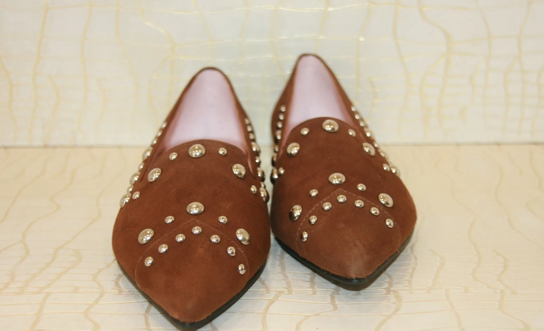 PRETTY BALLERINAS BALLERINA FONDO GOMMA CAMOSCIO CUOIO APPLICAZIONI ACCIAIO RIF.50