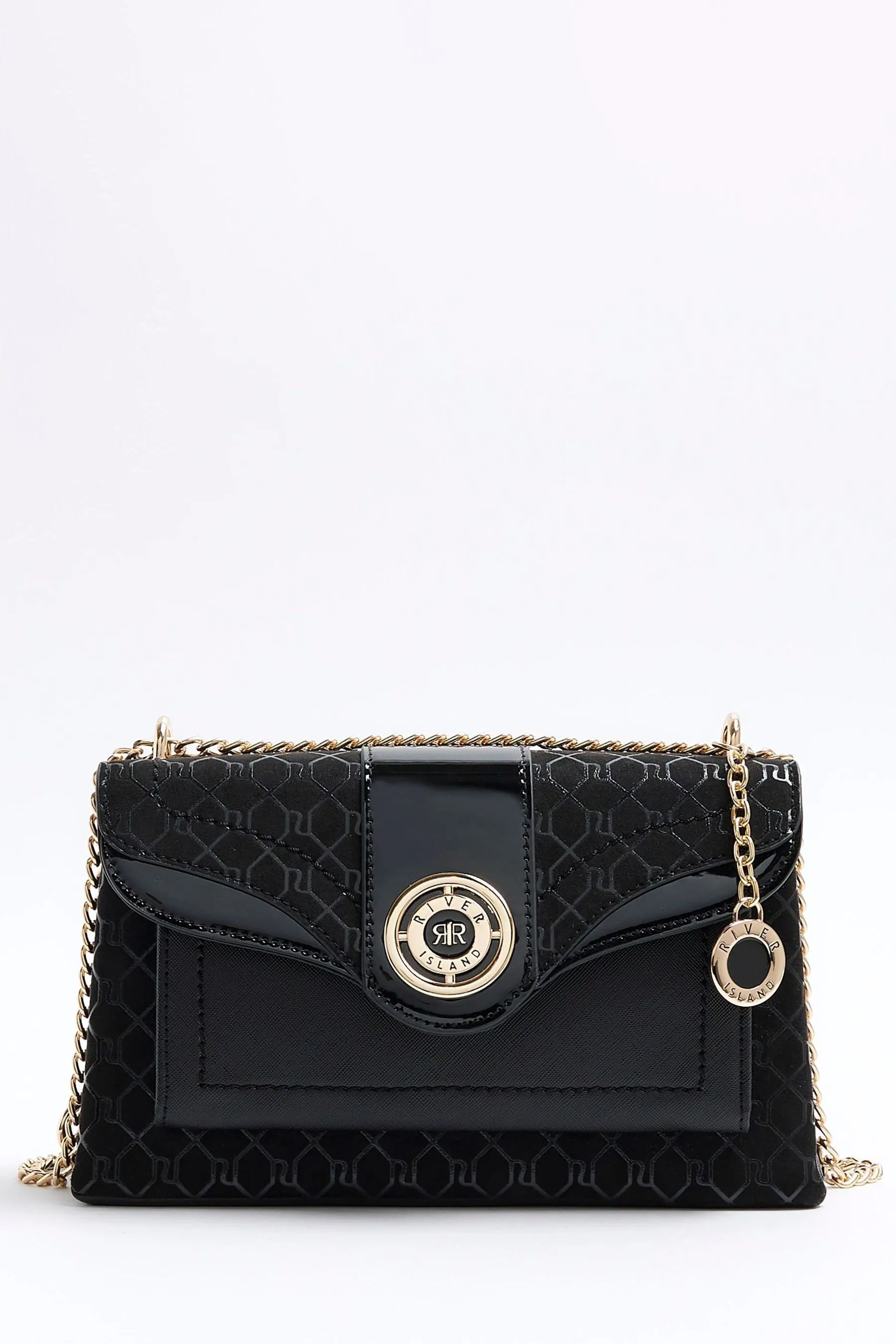 River Island - Borsa da spalla con tasca e monogramma