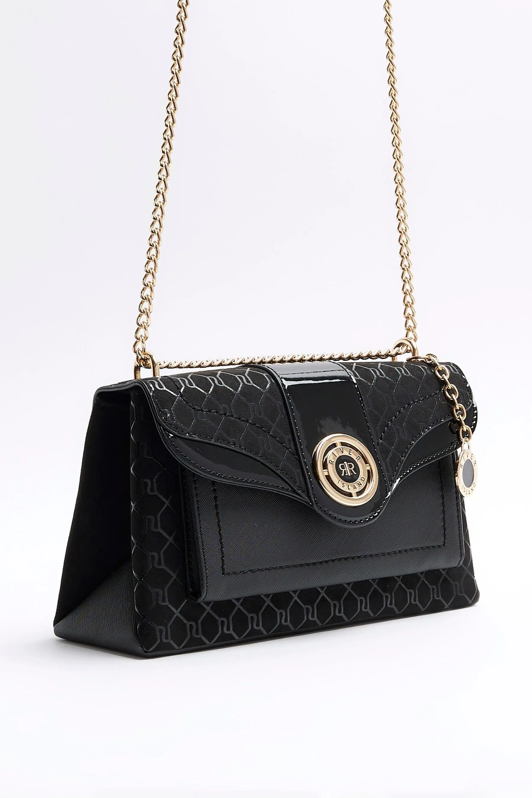 River Island - Borsa da spalla con tasca e monogramma