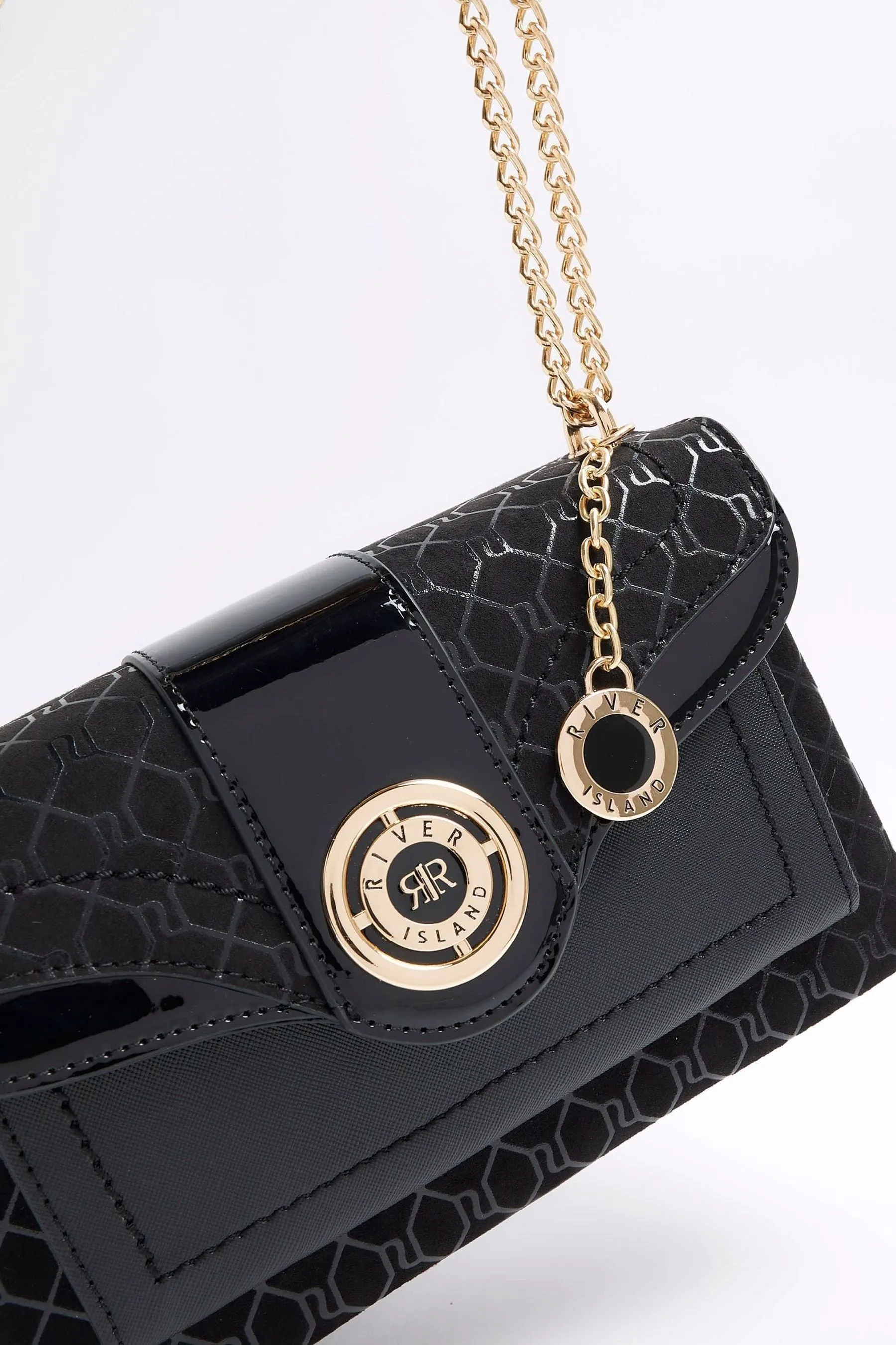 River Island - Borsa da spalla con tasca e monogramma