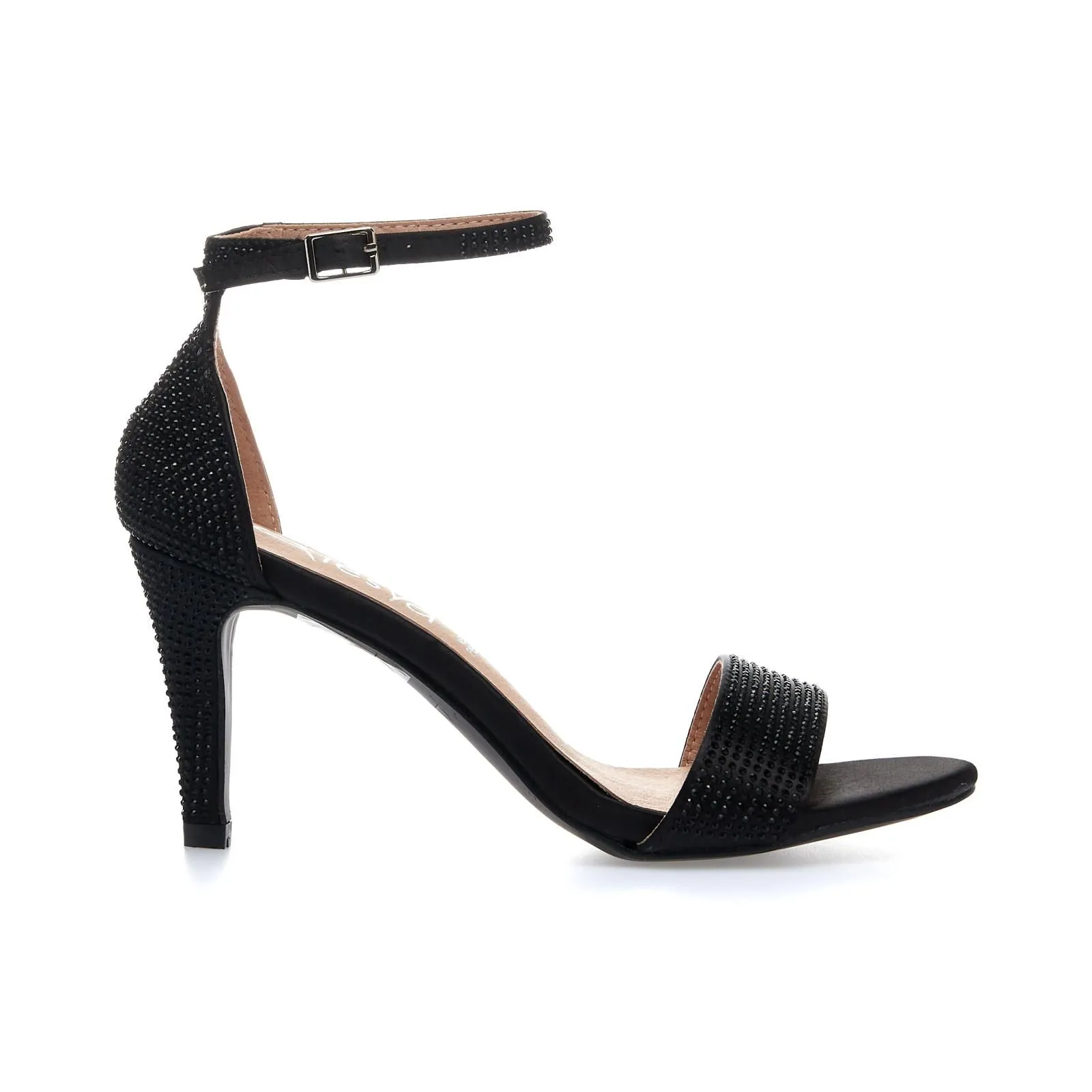 Sandali neri con tacco e strass