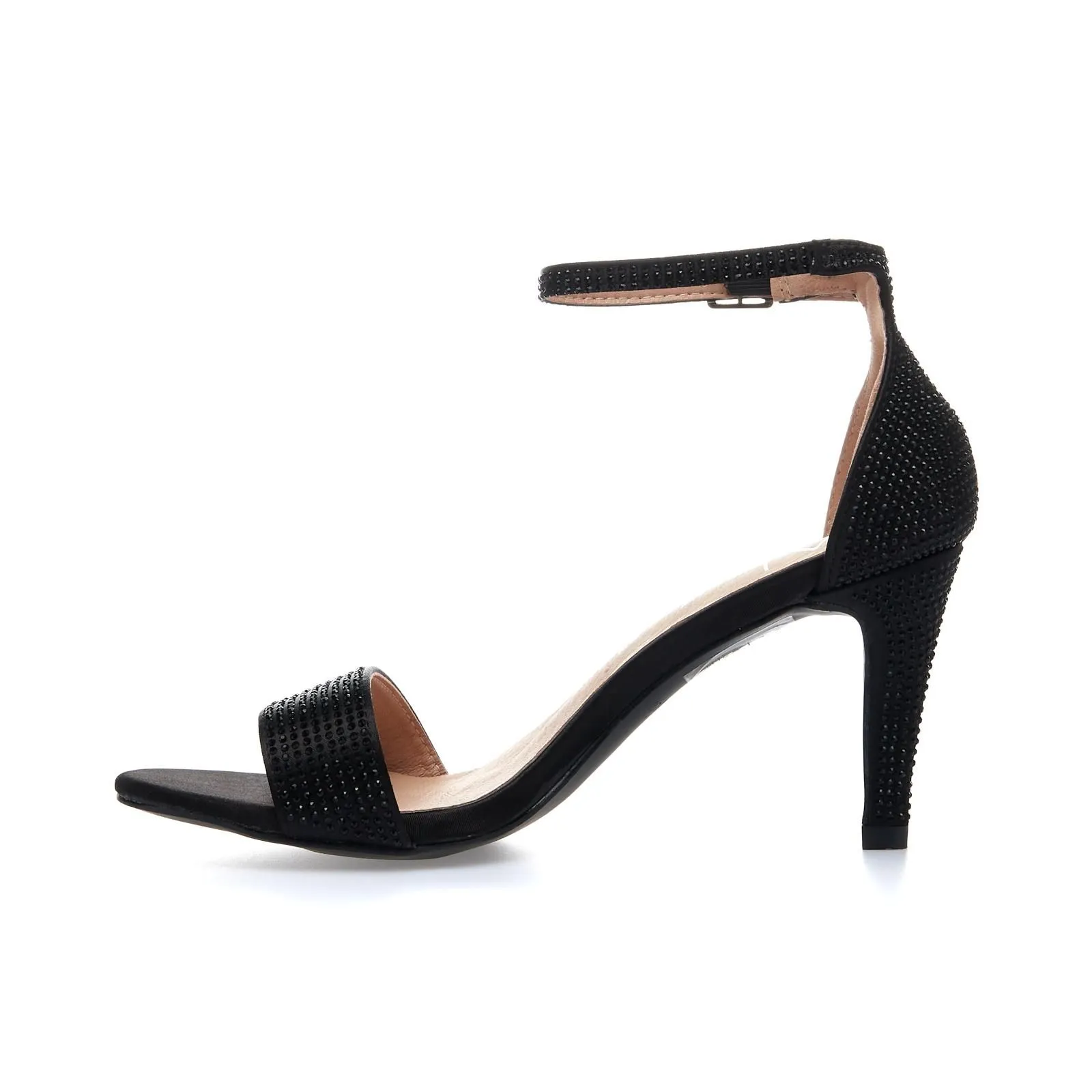 Sandali neri con tacco e strass