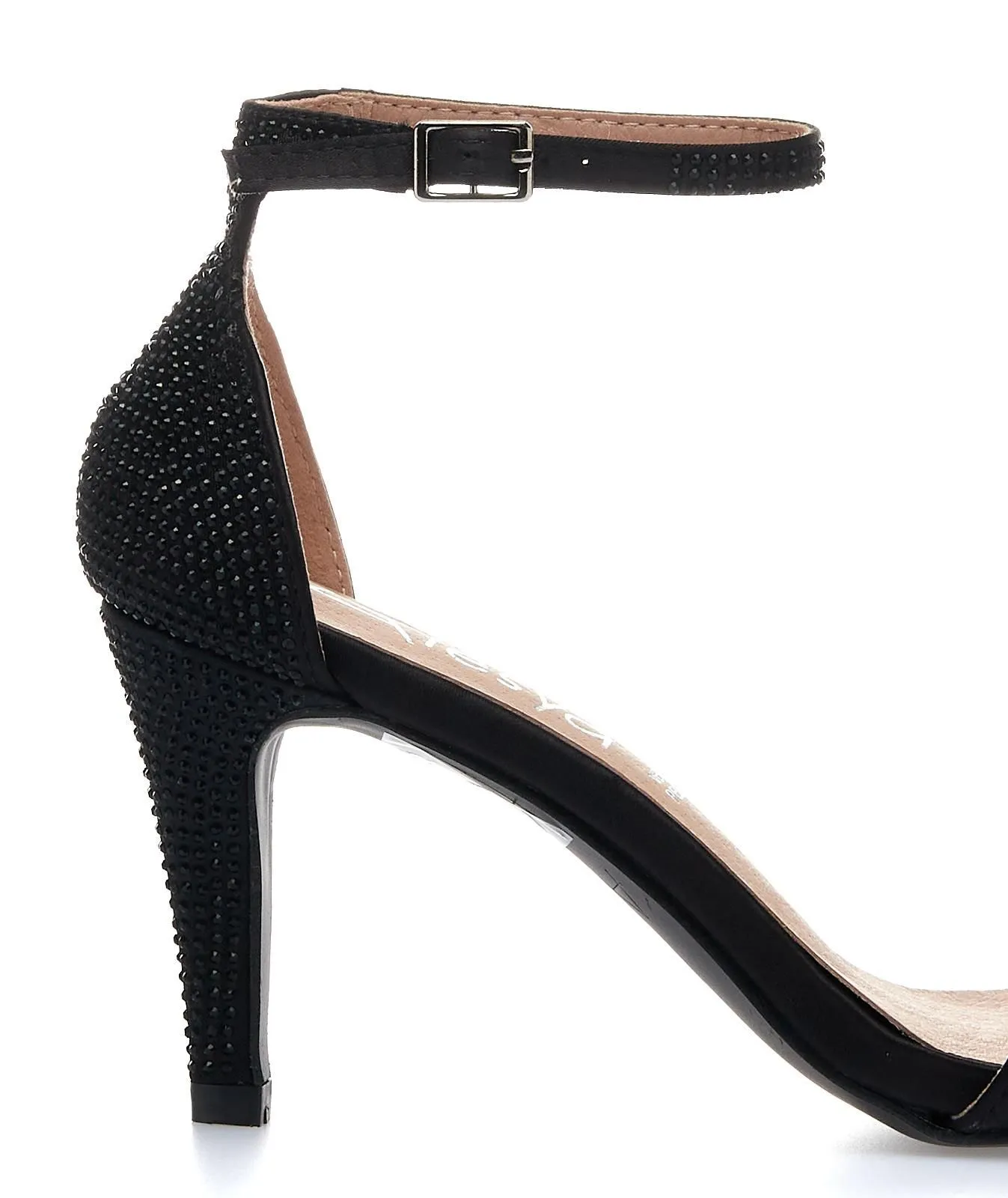 Sandali neri con tacco e strass