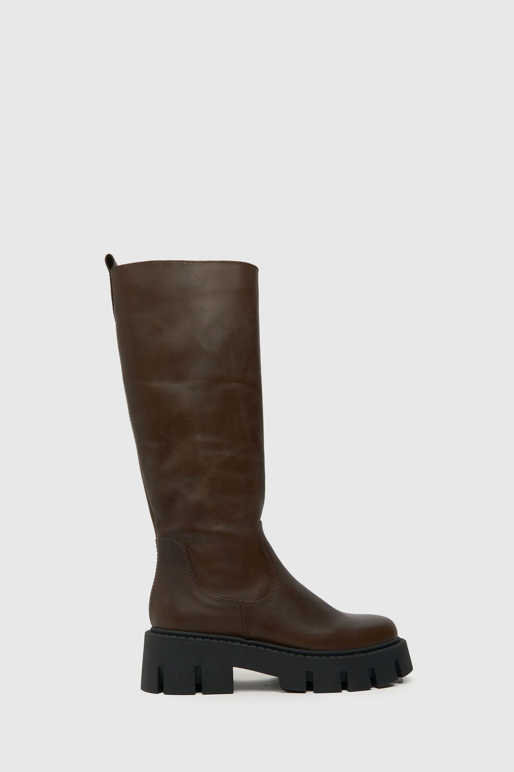 Schuh - Marrone al ginocchio pesante in pelle colomba - Stivali