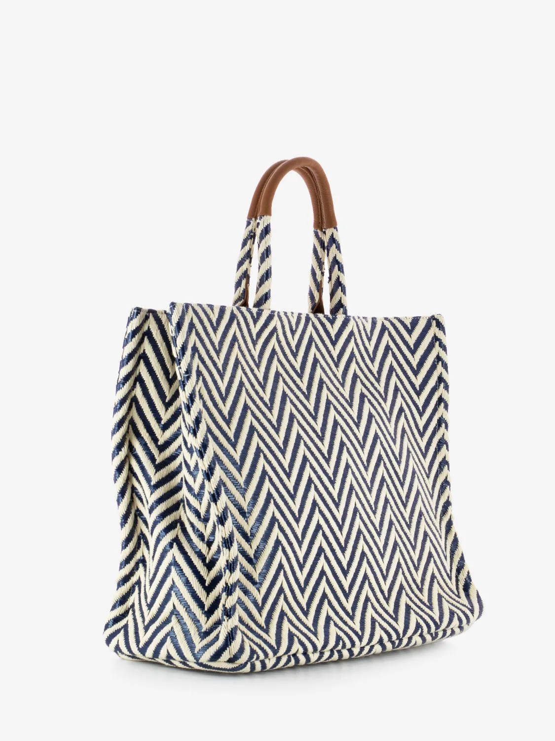 Shopper medium London bianco / blu