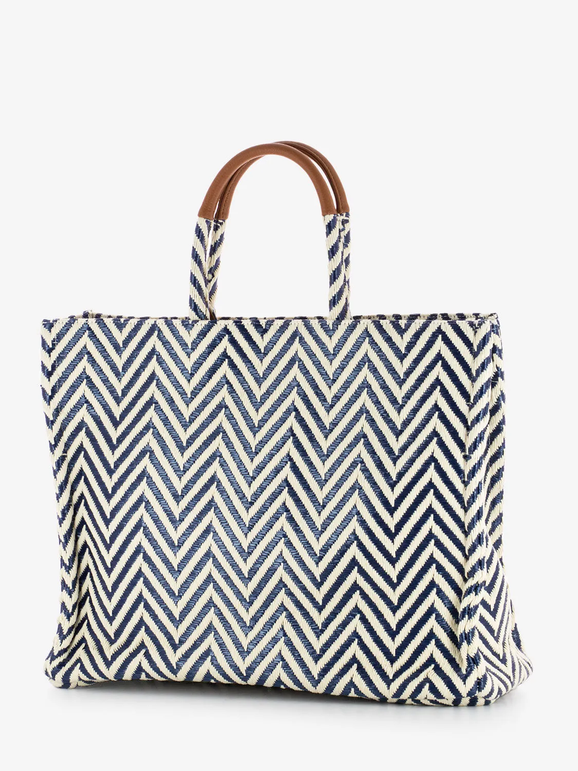 Shopper medium London bianco / blu