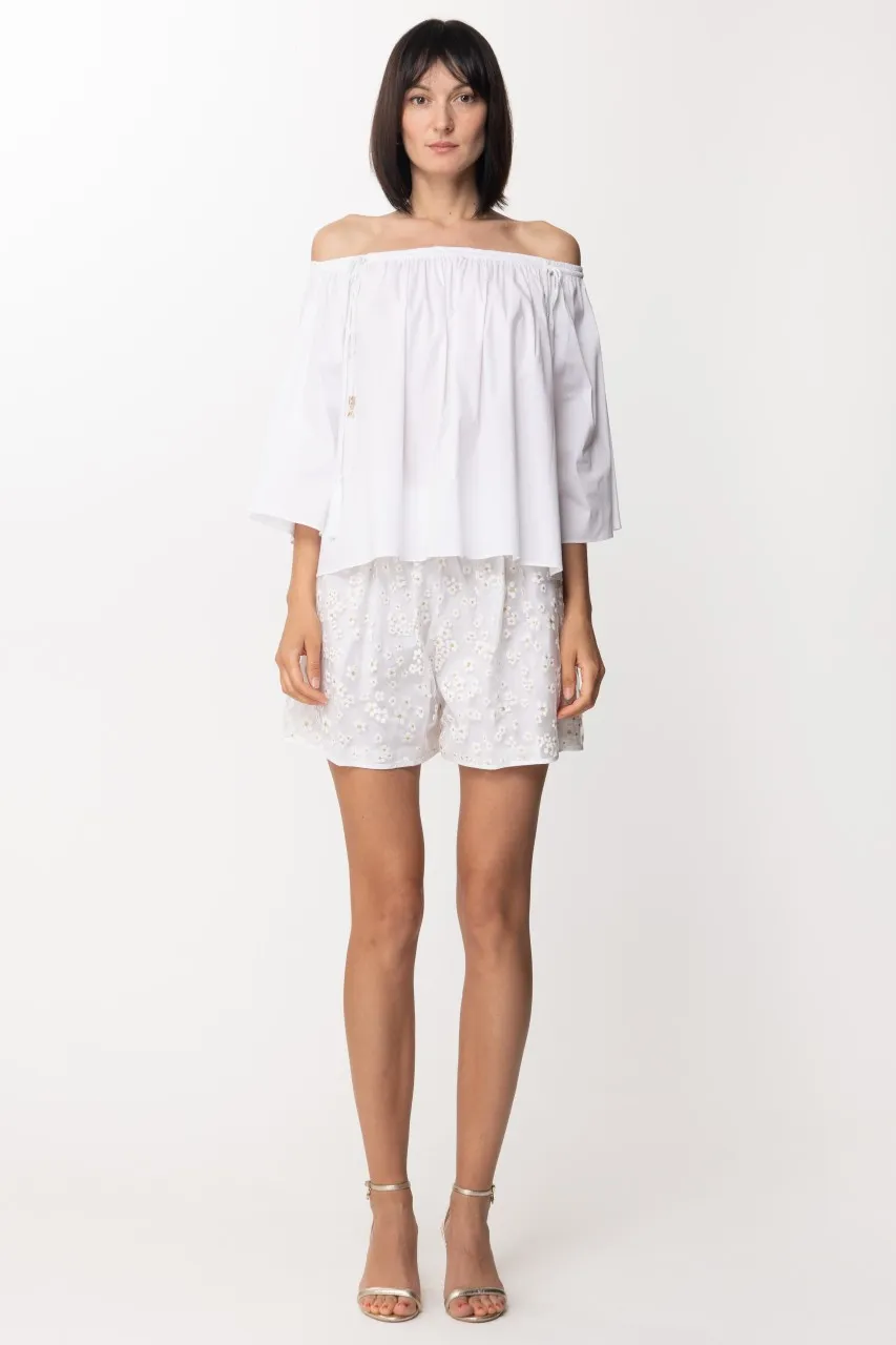 Shorts boxer a fiorellini Bianco/oro