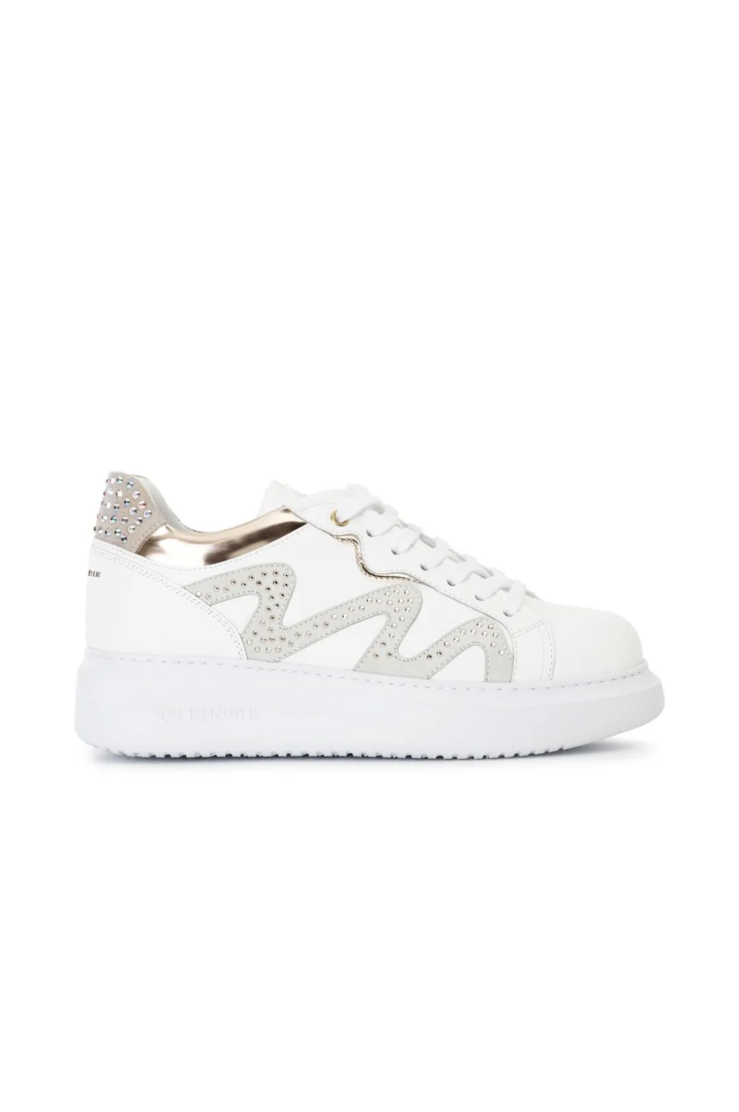 sneakers con borchie laterale bianco/pesca