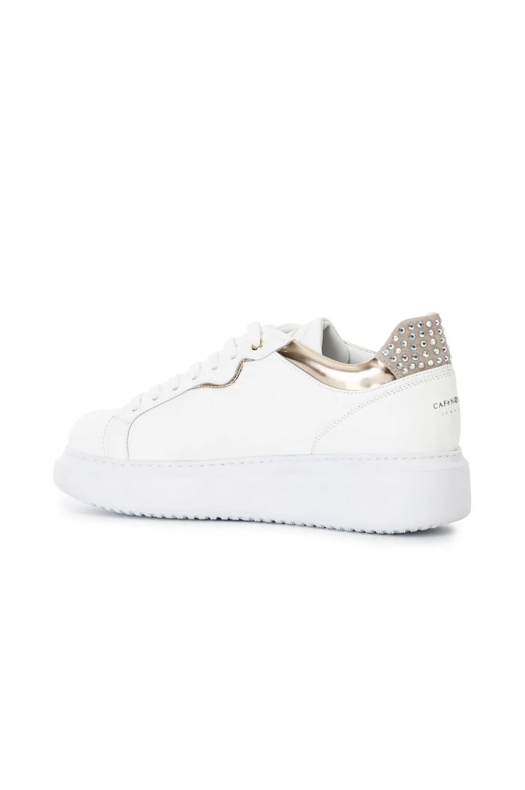 sneakers con borchie laterale bianco/pesca