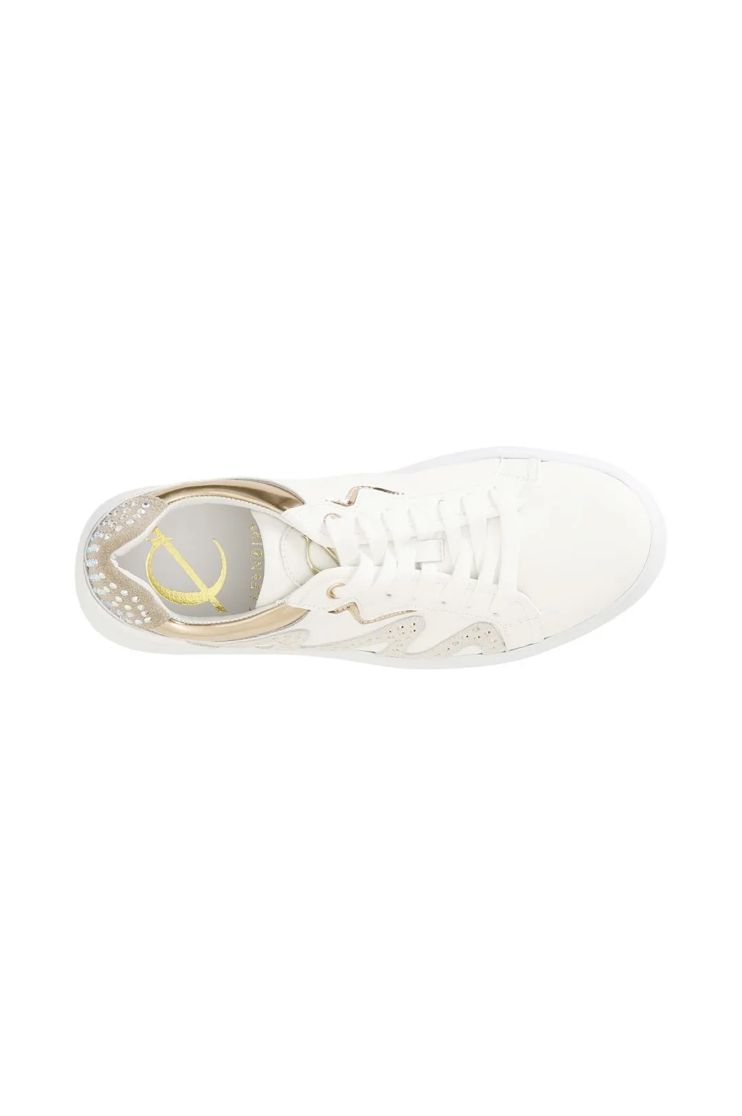 sneakers con borchie laterale bianco/pesca
