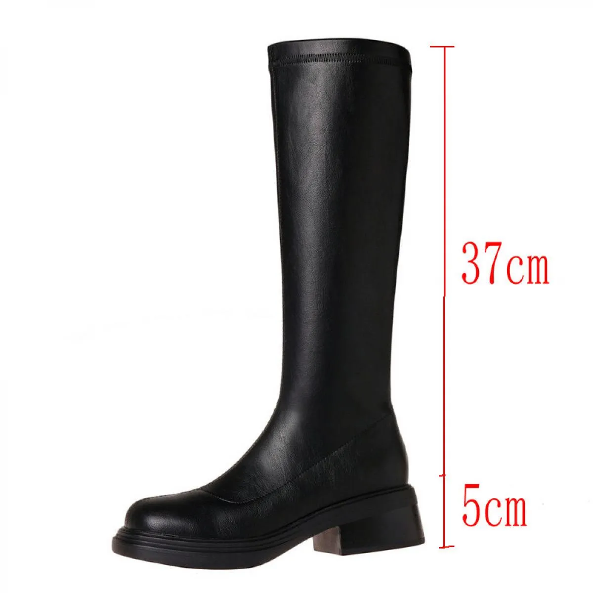 Stivali alti al ginocchio da donna con plateau e tacco quadrato in vera pelle Primavera Autunno Casaul Scarpe da moto Donna Tagl