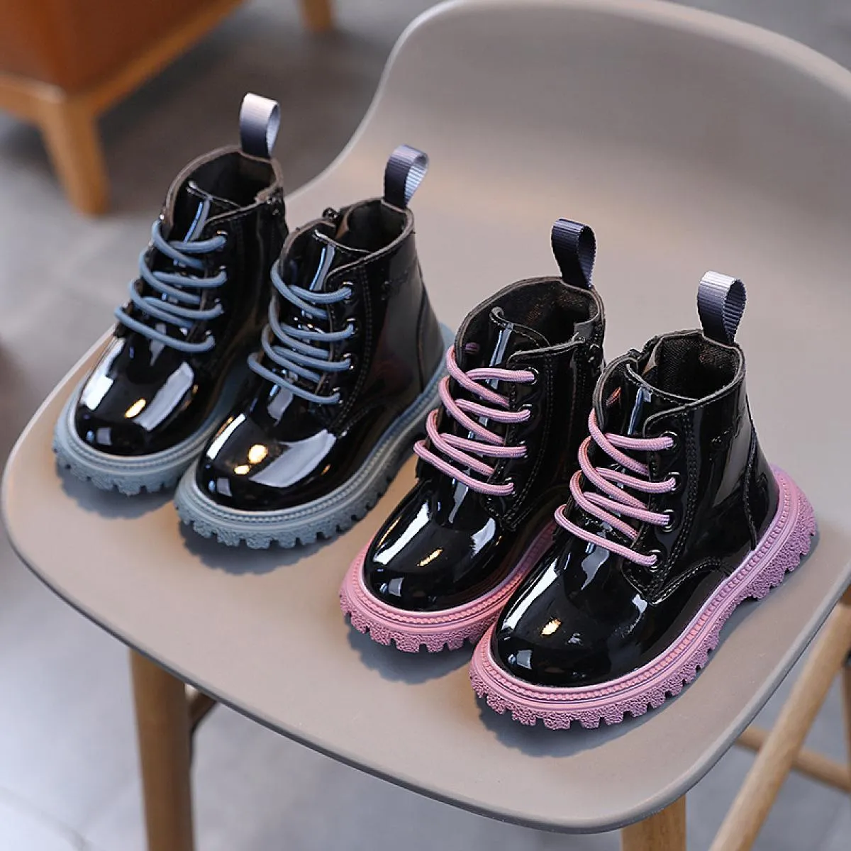 Stivali con plateau per bambini di alta qualità Lacci colorati Stivali comodi per bambina Primavera Autunno Scarpe per bambini p