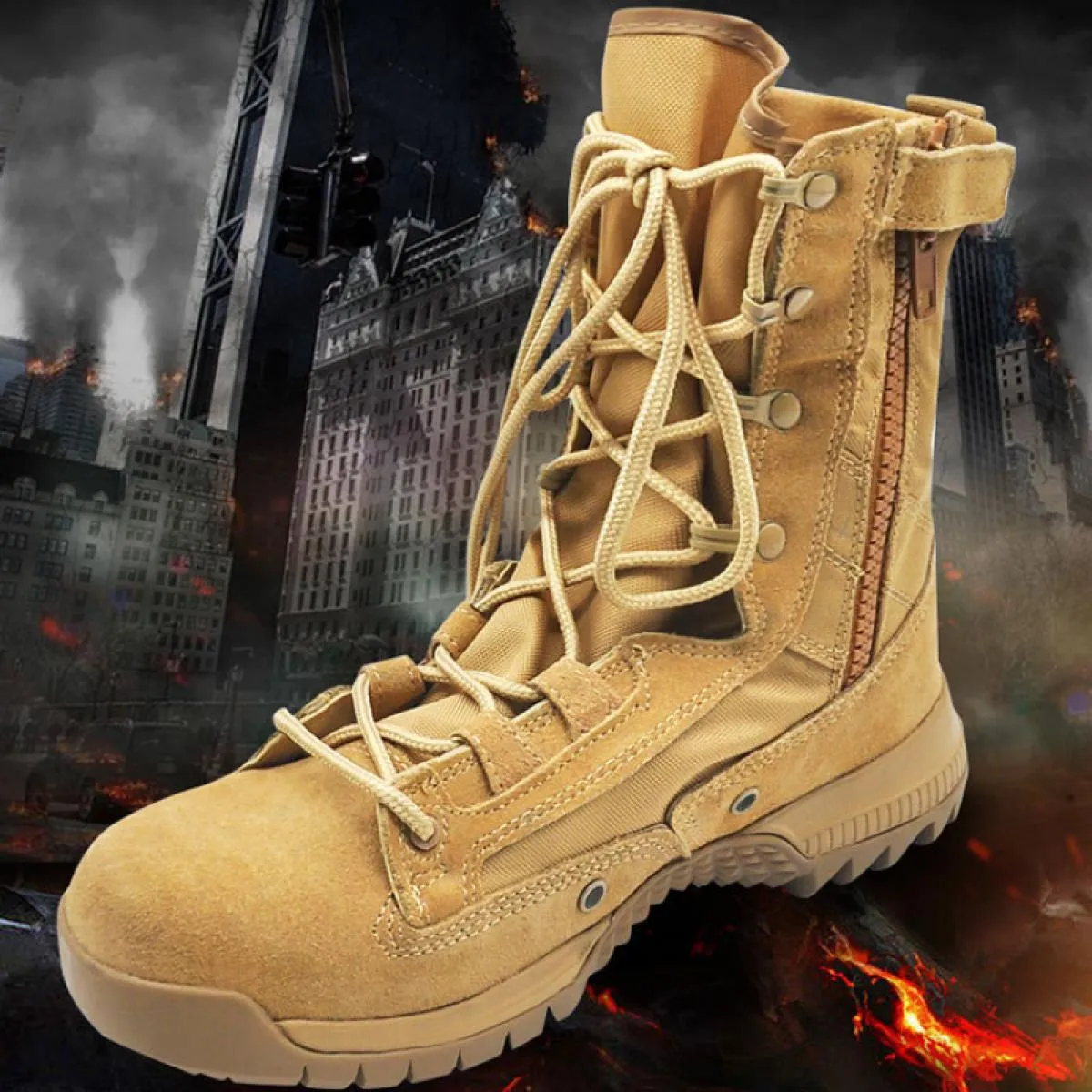 Stivali da combattimento retrò da uomo Primavera Autunno Stivali da combattimento con lacci da allenamento Scarpe da trekking al