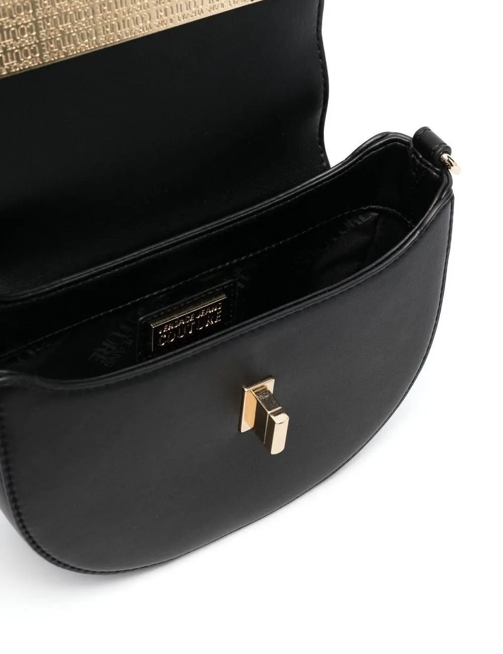 Versace Jeans Couture     Borsa a tracolla con placca logo Nero