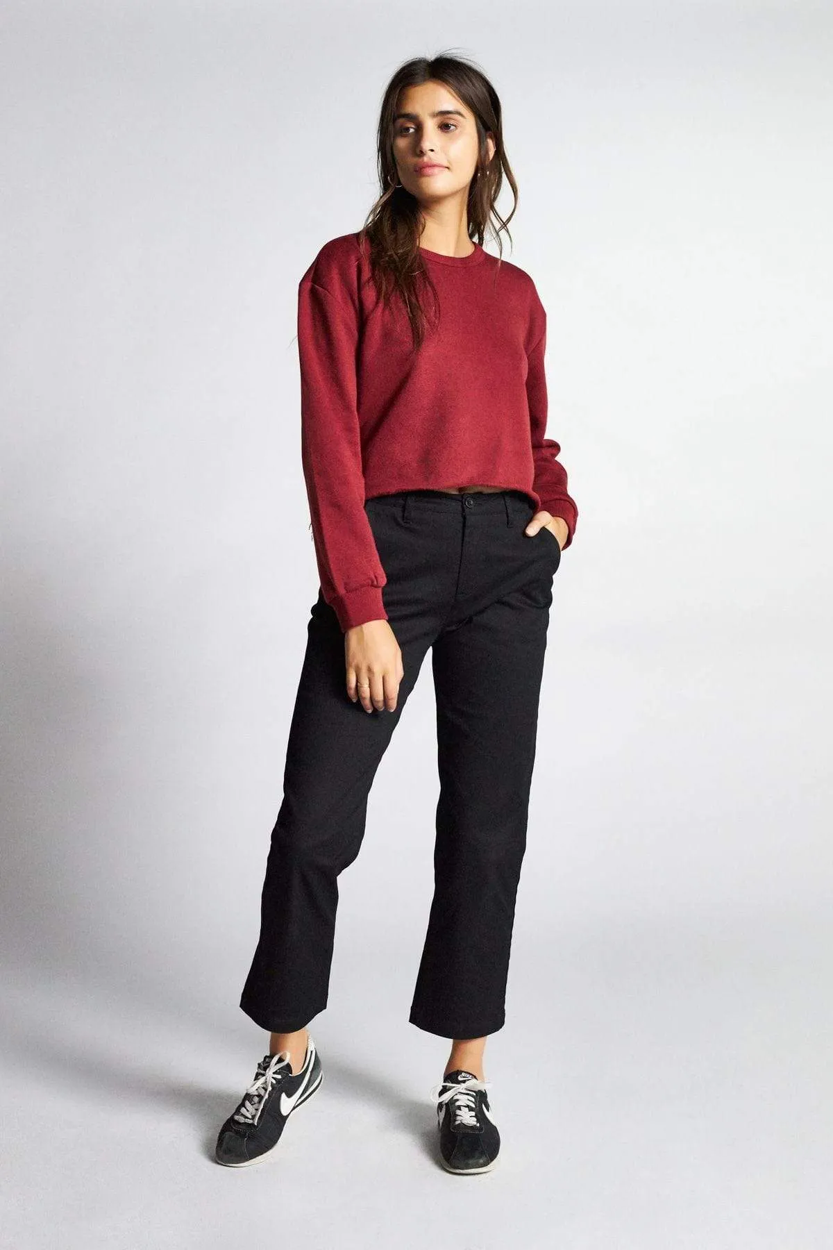 Vintage Crop Crew Burgundy