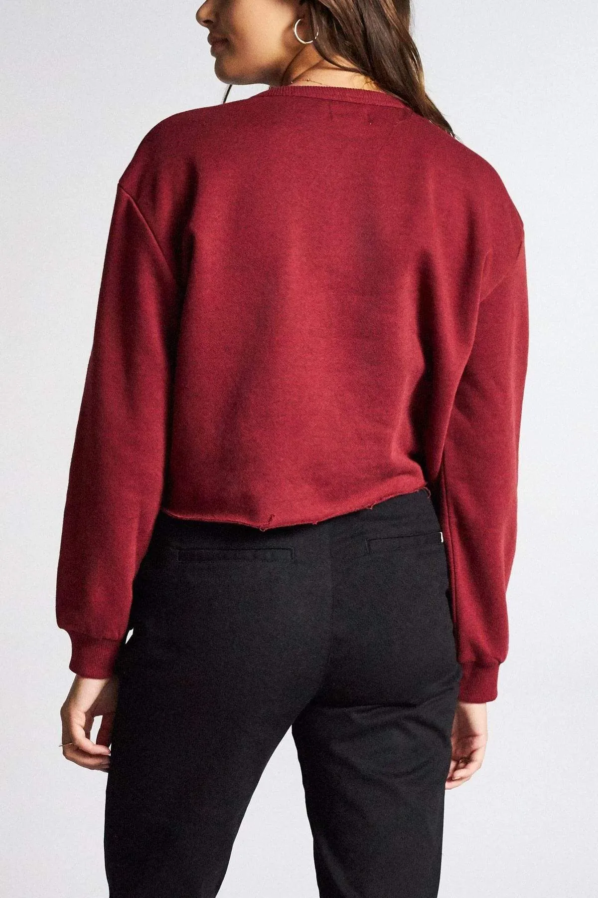 Vintage Crop Crew Burgundy