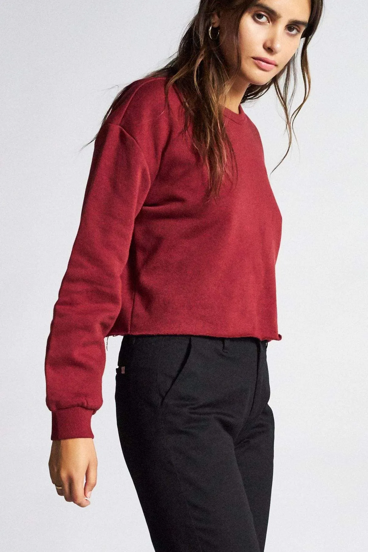 Vintage Crop Crew Burgundy