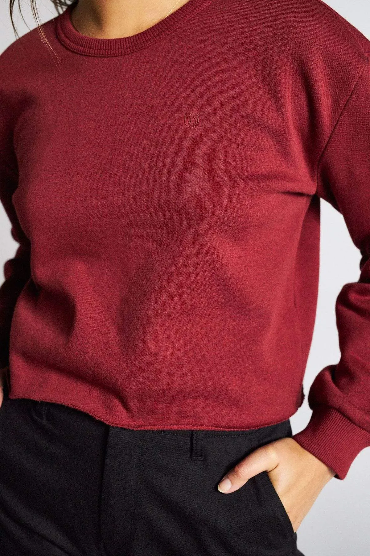 Vintage Crop Crew Burgundy