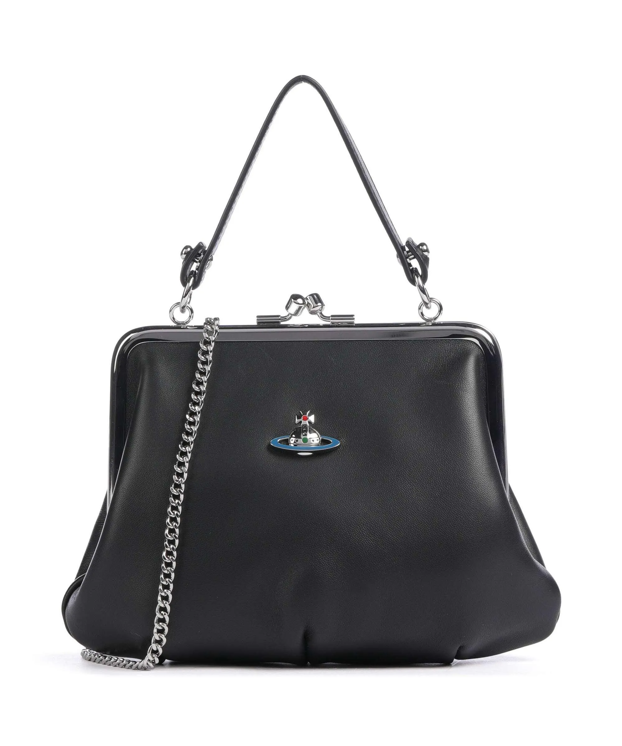  Vivienne Westwood Granny Nappa Leather Borsa a tracolla cuoio di agnello nero  