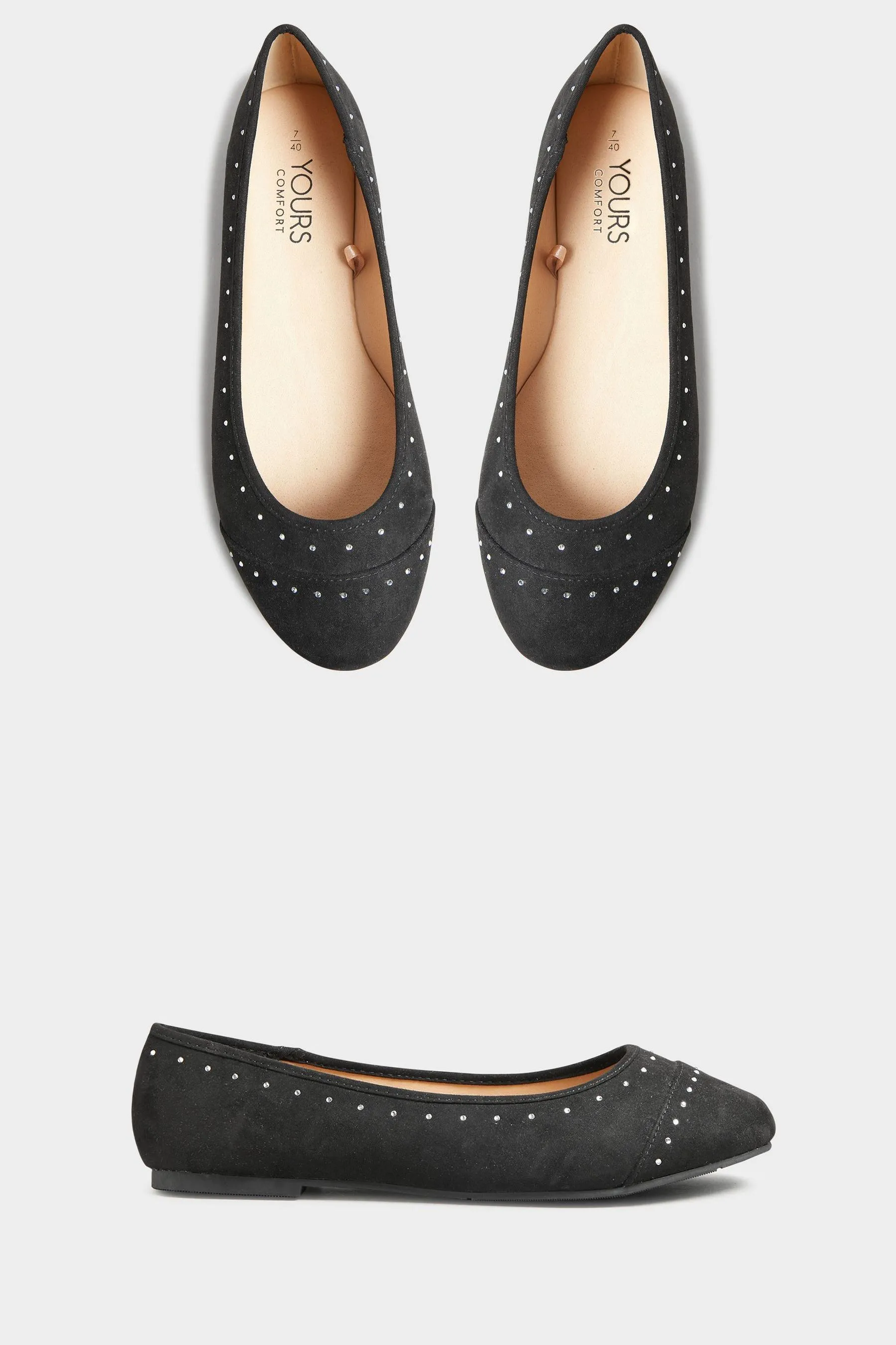Yours Curve Vestibilità ampia - Ballerine con strass
